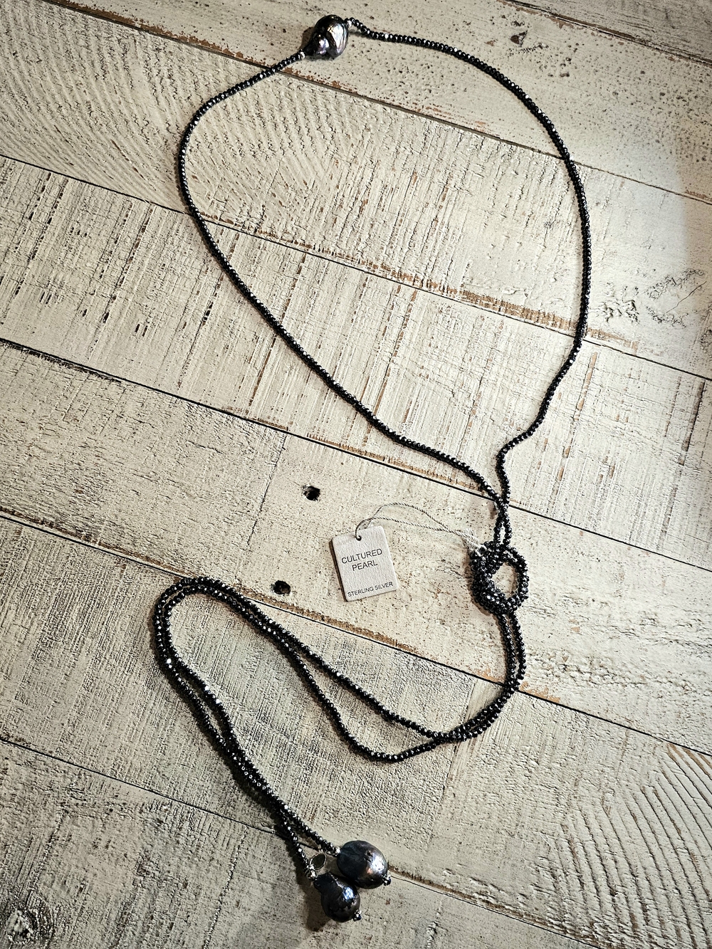 Lucas Lameth by Lucoral 60-inch Cultured Pearl Hematite Lariat Necklace NEW